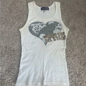 White Tank Top with Heart Graphic
